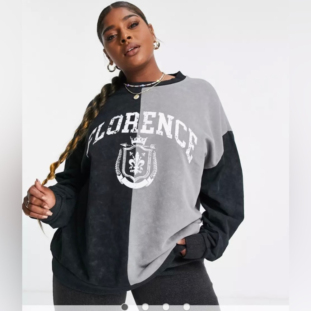 New - ASOS DESIGN oversized sweatshirt with spliced front print